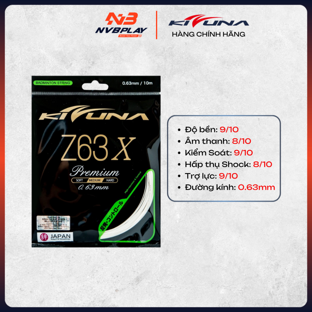สายไม้แบดมินตัน Kizuna TP Z63X ของแท้ - สายแร็กเก็ต - รองรับที่ดี ความทนทานสูง