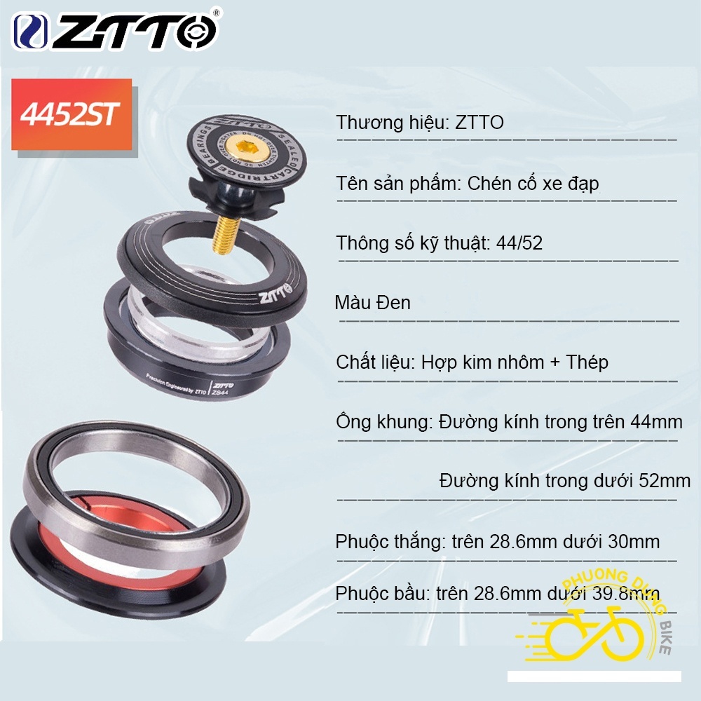 ZiTTO 4452ST 44/52 มม.แบริ่งจักรยาน drop collar