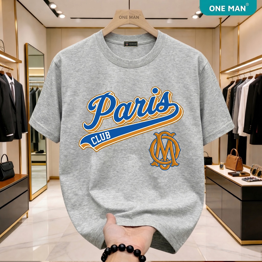 เสื้อยืด ONE MAN ผ้าคอตตอน 100% คอปกเท่ๆ พิมพ์ลายอ่อนเยาว์และมีสไตล์ AP403 QC สินค้า 2026