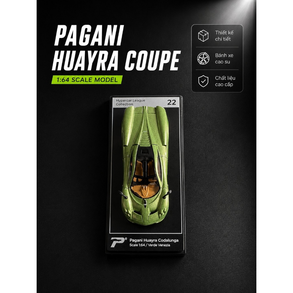 PAGANI HUAYRA 1:64 คุณภาพสูงโลหะผสม – ITALIAN SUPER CAR MODEL WITH DISPLAY BASE ️
