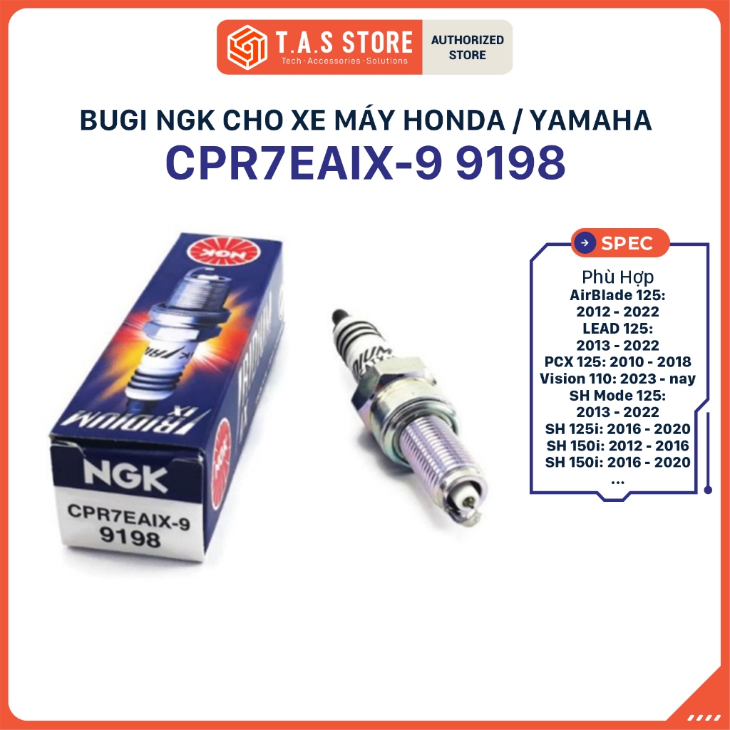 หัวเทียน NGK Iridium IX CPR7EAIX-9 9198 | สําหรับยานพาหนะ: AB125, PCX125, SH, Exciter...- สินค้าของแ