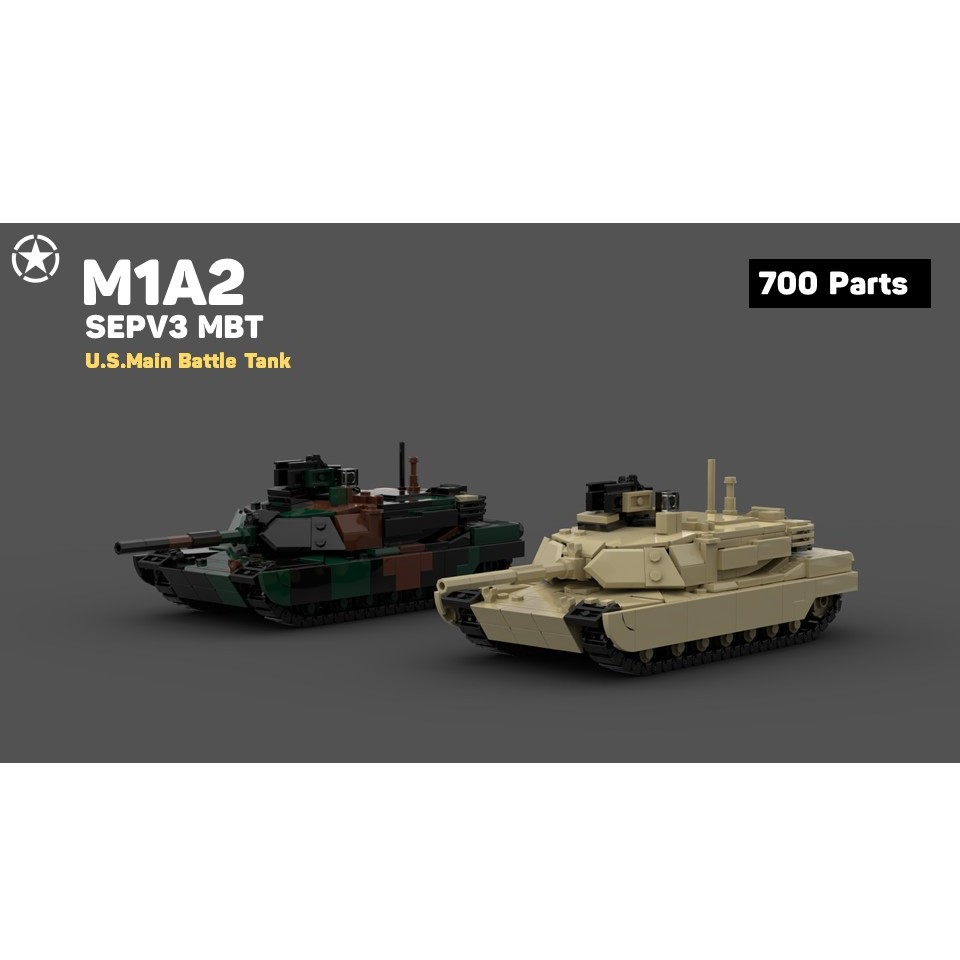 MOC ประกอบของเล่นสําหรับ MBT M1A2 Abrams SEP รถ, m1a2 abrams ประกอบรุ่นของเล่นสติกเกอร์