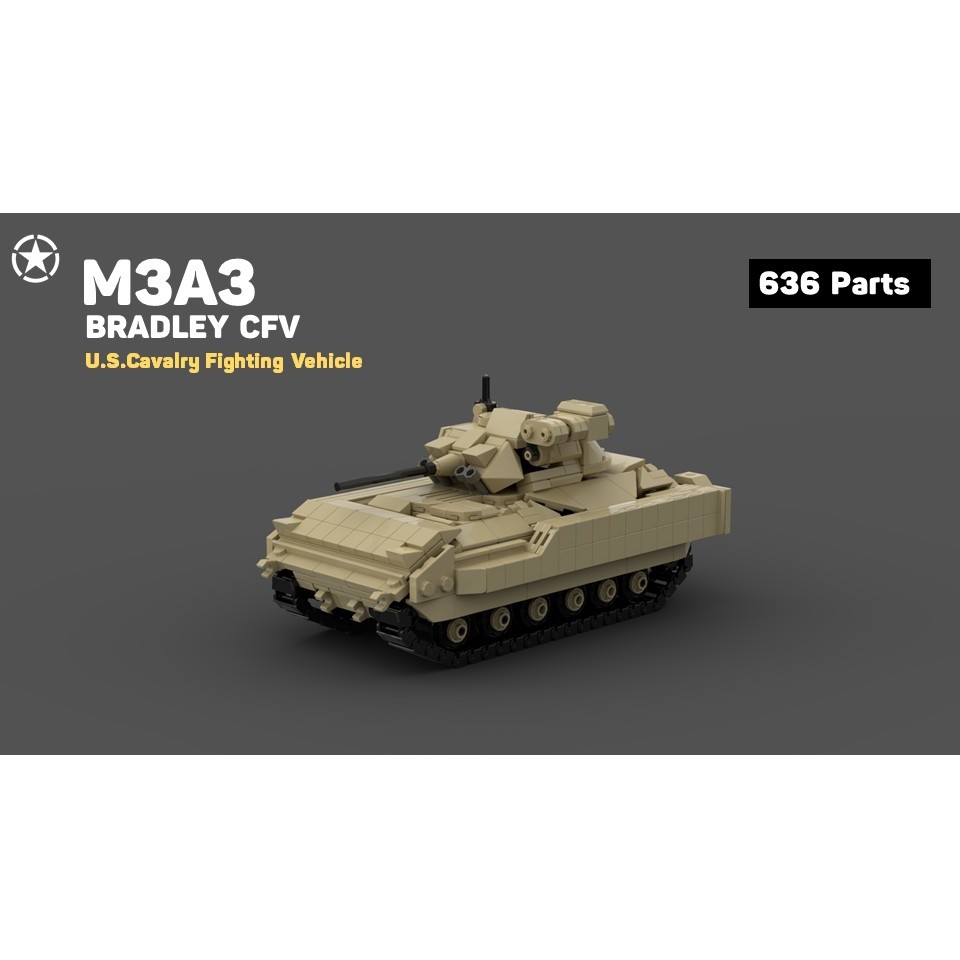 MOC ประกอบของเล่น CFV M3A3 Bradley รถ, bradley M3A3 ของเล่นประกอบพร้อมสติ๊กเกอร์