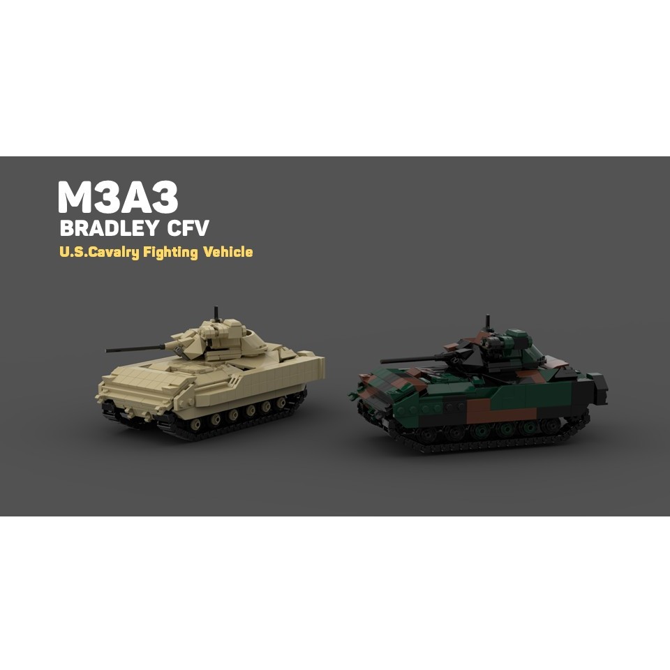 MOC ประกอบของเล่น CFV M3A3 Bradley Woodland รถ, bradley M3A3 ของเล่นประกอบพร้อมสติ๊กเกอร์