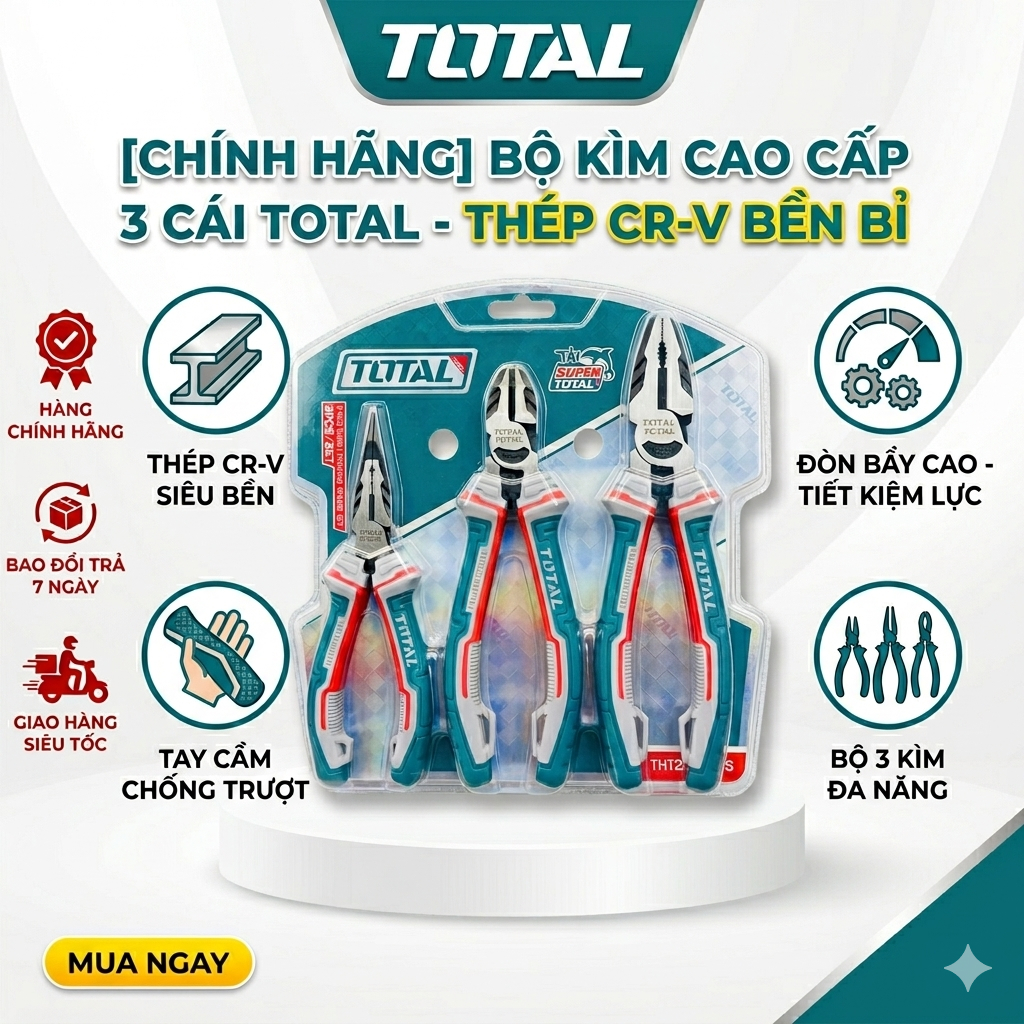 ชุดคีมพรีเมียม 3 ชิ้น Total THT1K0301 THT2K0301S