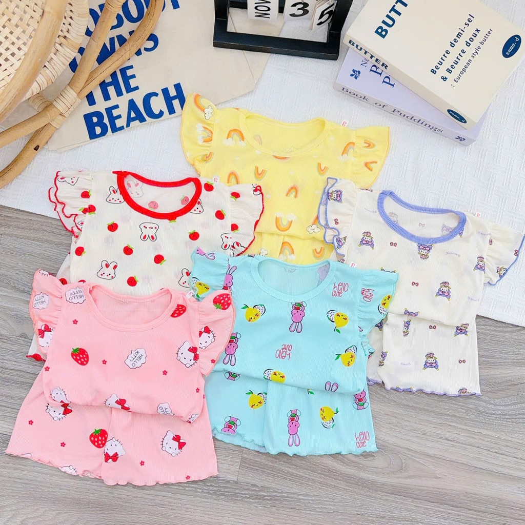 [Combo 5 และ Combo 3] เสื้อผ้า Fairy Wings พร้อมแขนนัวเนียผ้าฝ้ายเย็นสําหรับเด็กผู้หญิงตั้งแต่ 6kg-1