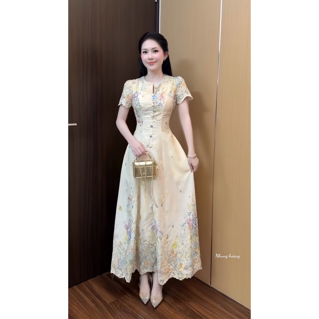LYN- LUXURY BLA ชุดเดรสปักลายแขนยาวสําหรับผู้หญิง