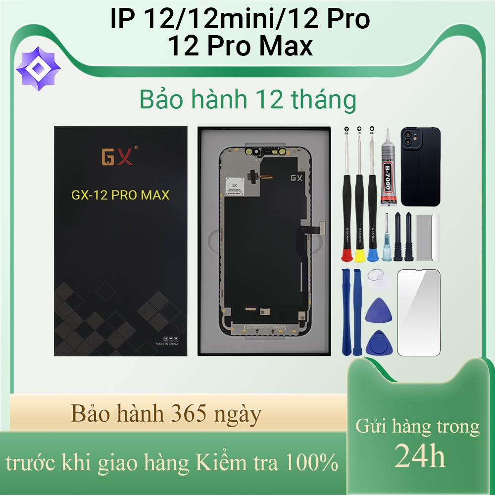 หน้าจอ GX-OLED/HD+ ของแท้เข้ากันได้กับ IP 12/12 Pro/12mini/12 Pro Max พร้อมชุดฟรี