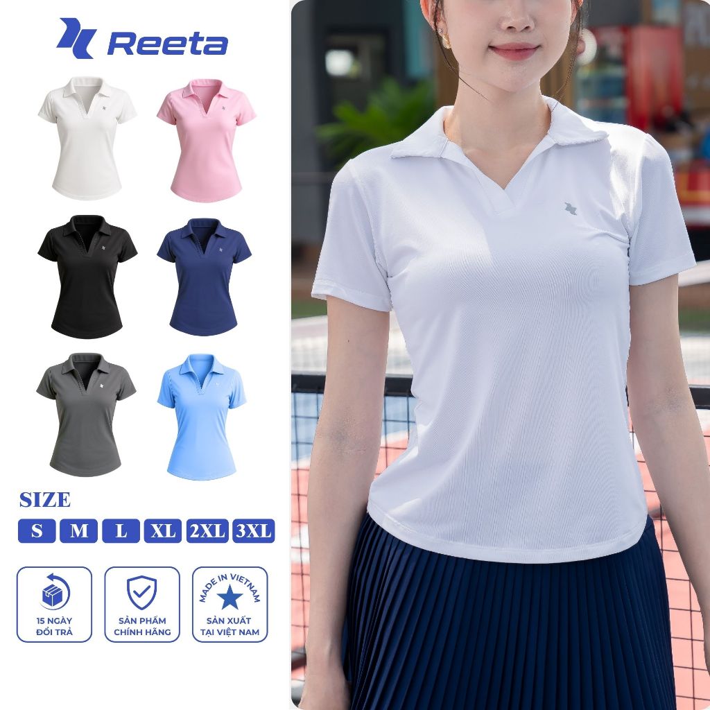 รีต้า เสื้อโปโลกีฬาผู้หญิงคอปกโปโลวัสดุยืดหยุ่นนุ่มลื่นสําหรับฝึกเทนนิสแบดมินตันลูกดองวิ่งออกกําลังกาย...A086