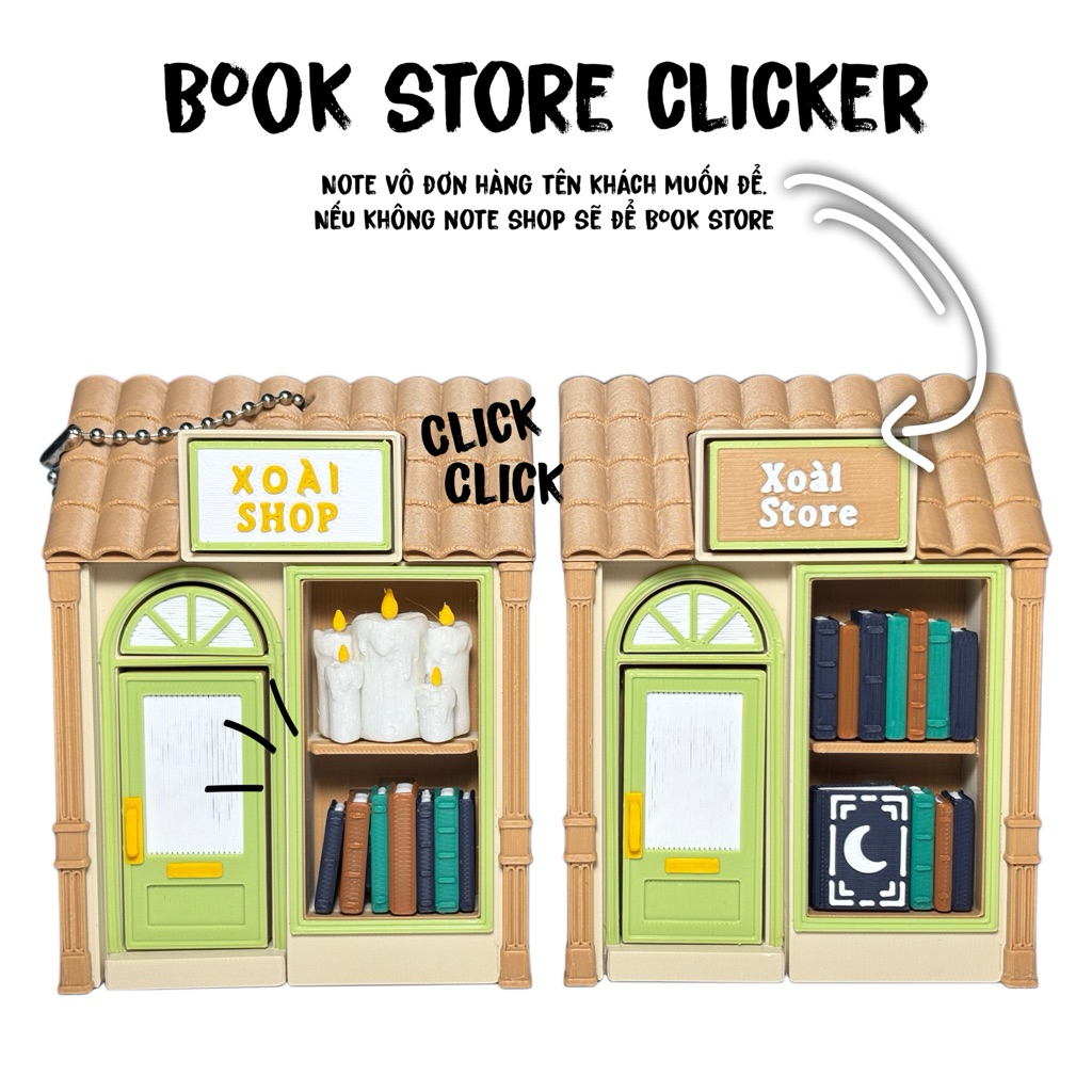 UNIQUE 3D PRINTED MINI BOOKSTORE DECOR KEYCHAIN/MODEL