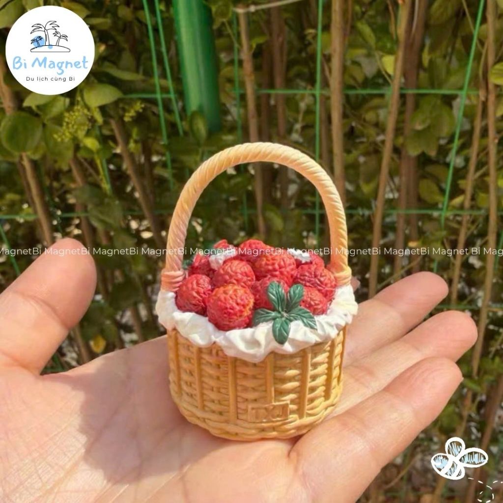[AVAILABLE] Magnet Resin Lychee Basket Fruit Model Decor