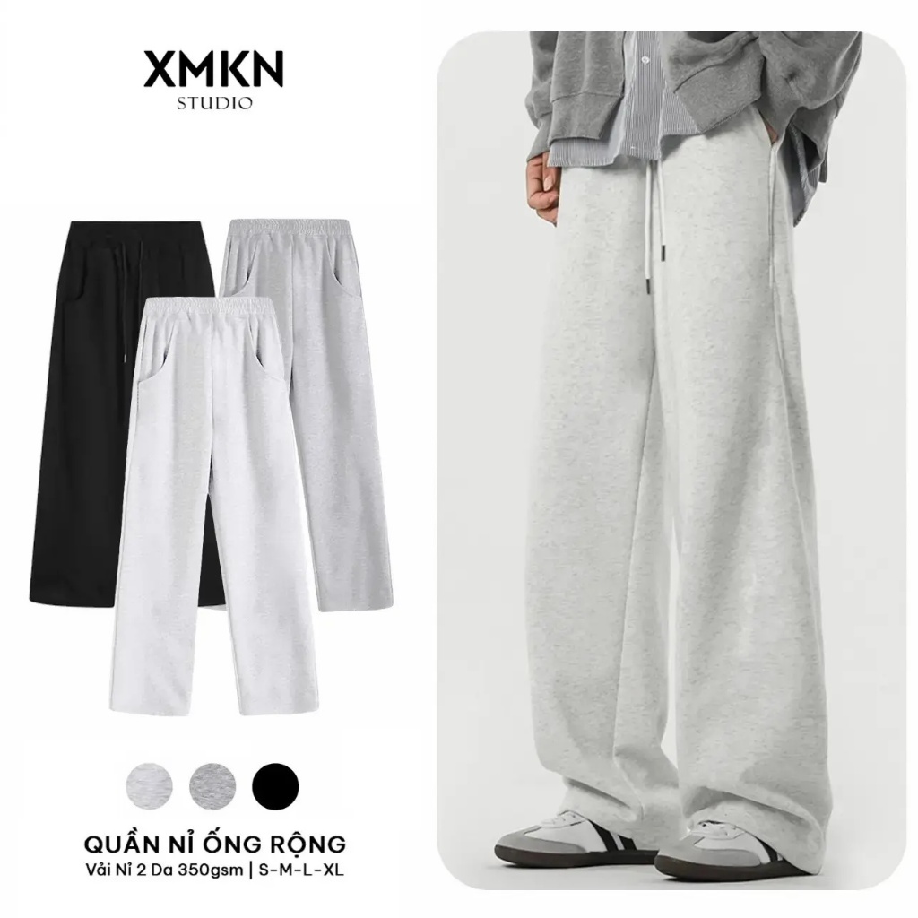 XMKN Track Pants 2-Leather Wide Leg Drawstring Pants