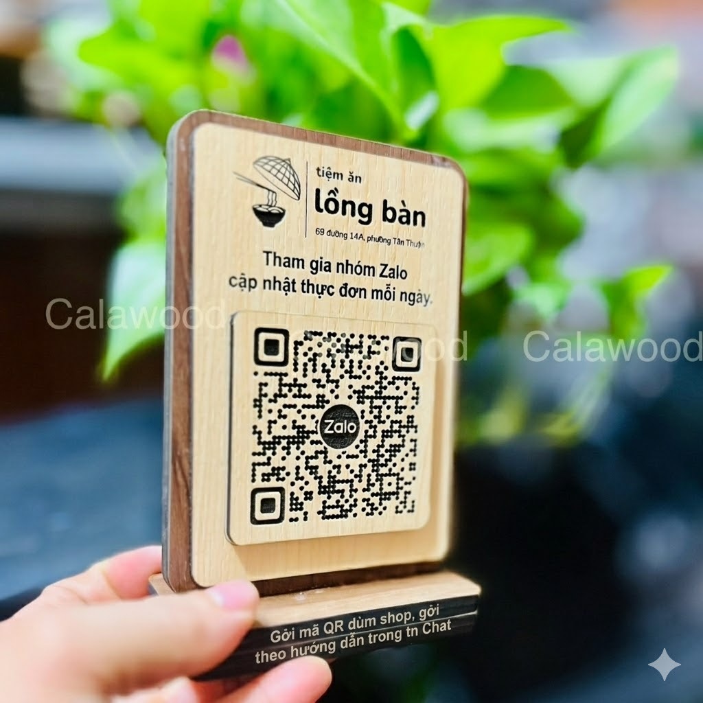 SHOP QR STARTING, รหัส QR เดสก์ท็อปสี่เหลี่ยม, กระดานไม้พร้อมพิมพ์รหัส QR แบงค์และ Wifi, รหัส QR สํา