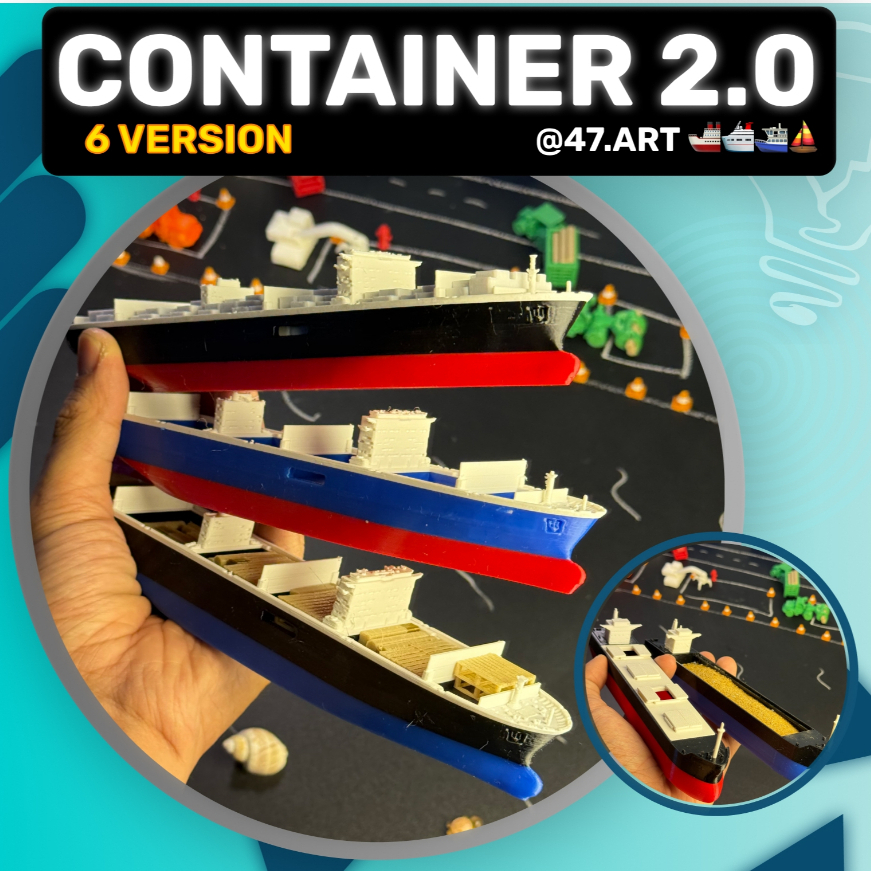 เรือตู้คอนเทนเนอร์ขนส่งทะเล รุ่น 2.0 [ของแท้ 47ศิลปะ] ทําโครงการ กล้วยไม้ จัดส่งไทเท