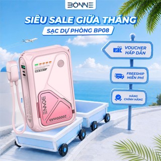 [TẶNG DÂY SẠC 4IN1]Sạc Dự Phòng BP08, Củ Sạc Nhanh BONNE BP08 10.000 mAh 20.000 mAh Hỗ Trợ Sạc Không Dây