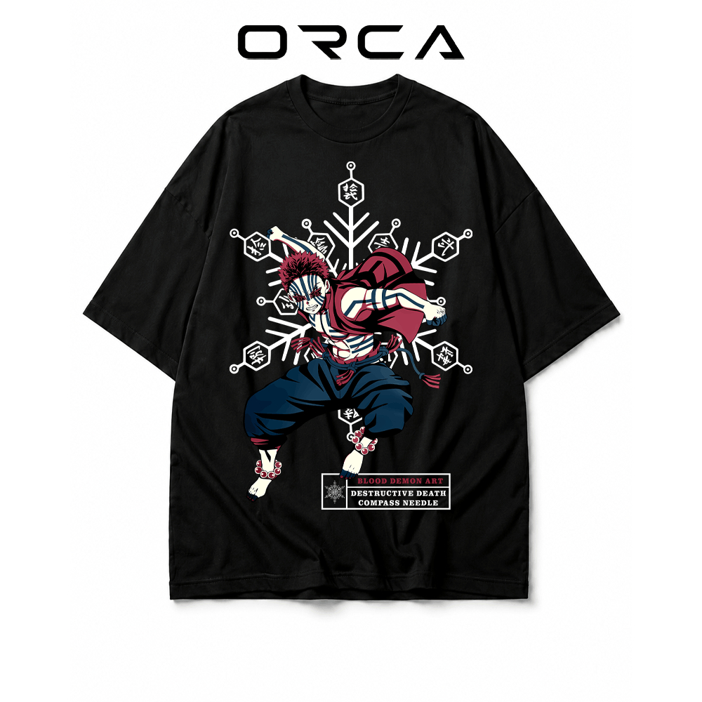 เสื้อยืด Orca พิมพ์ลาย Akaza Demon Slayer - ผ้า Premium Cotton - ORCA224
