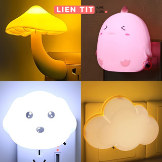 Đèn Ngủ Cảm Ứng Bóng Led Cảm Biến Ánh Sáng Tự Động Bật Tắt, Đèn Decor Phòng Ngủ Mini Cắm Điện Trực Tiếp Hình Dễ Thương
