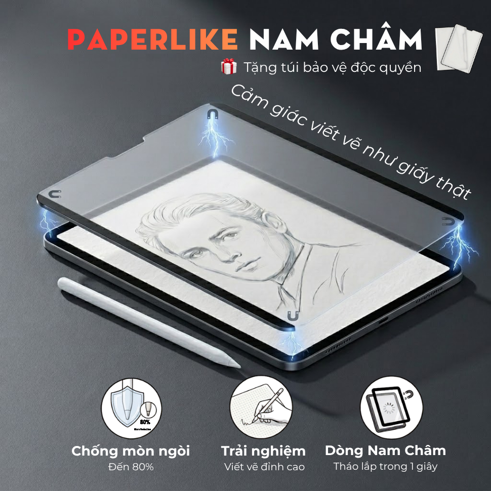 ตัวป้องกันหน้าจอ Paperlike แม่เหล็กแบบถอดได้สําหรับ iPad Pro 11 นิ้ว M4 M5, iPad Air M2, iPad Gen 11