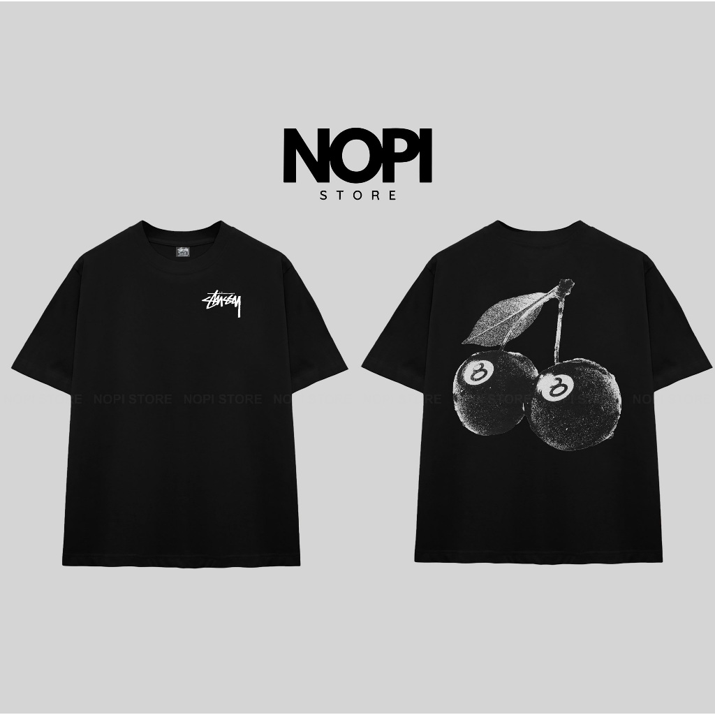 STUSSY CHERIES เสื้อยืดสําหรับผู้ชายและผู้หญิง UNISEX คุณภาพสูงผ้าฝ้ายผ้า 280GSM THICK - NOPI STORE
