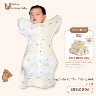 Nhộng Chũn Thông Hơi Unbee Chất Liệu Tơ Tằm Kháng Khuẩn Giúp Bé Ngủ Ngon, Tránh Giật Mình Size 0-9M