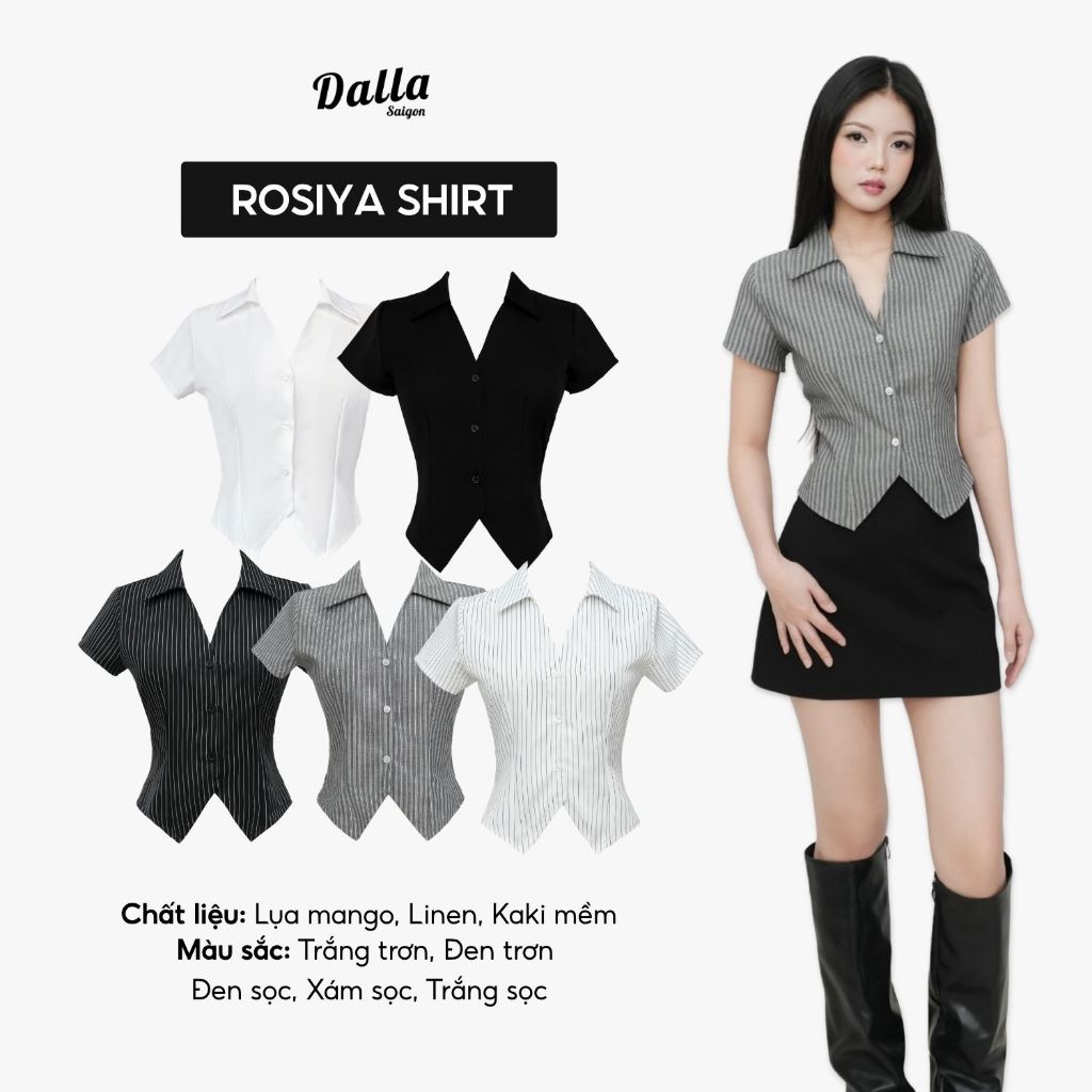 DALLA เสื้อเชิ้ตแขนสั้นทรงสลิม 3 ปุ่ม (SM10) เสื้อเชิ้ต Rosiya HOT!