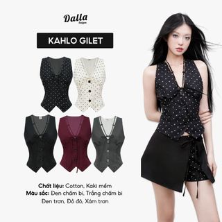 DALLA Áo gile nhún ngực cổ V cột dây (GL10) HOT!