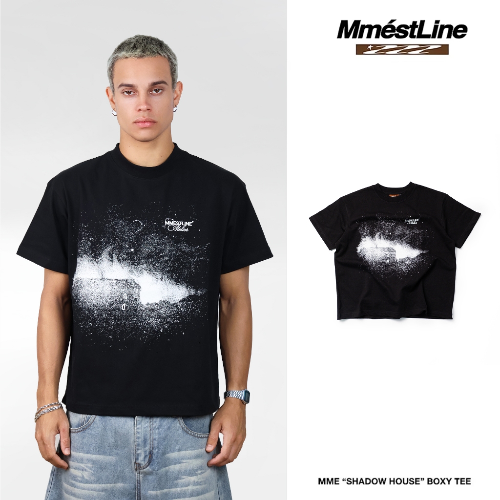 เสื้อกล้าม "SHADOW HOUSE" เสื้อยืดลาย Boxy ผ้าฝ้ายพรีเมี่ยม พิมพ์ Trame Silk