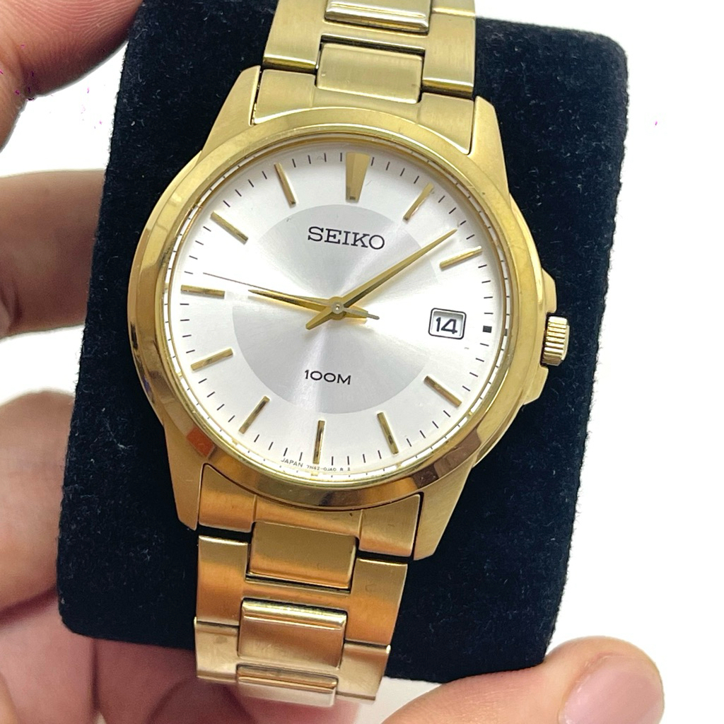 SEIKO 7N42 Vintage Mens Watch 38mm Gold PVD Plated Stainless Steel - Domestic Japan [2HAND]