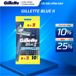 Dao Cạo Râu Gillette Blue II Plus - Gói 8+2 Cái