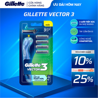 [MỚI] Dao Cạo Râu GILLETTE VECTOR 3 - Cạo Sát, Êm Mượt, Tối Ưu Mọi Chuyển Động