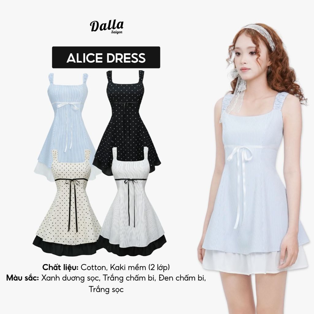 DALLA เดรสผูกโบว์ 2 ชั้น (D03) HOT!