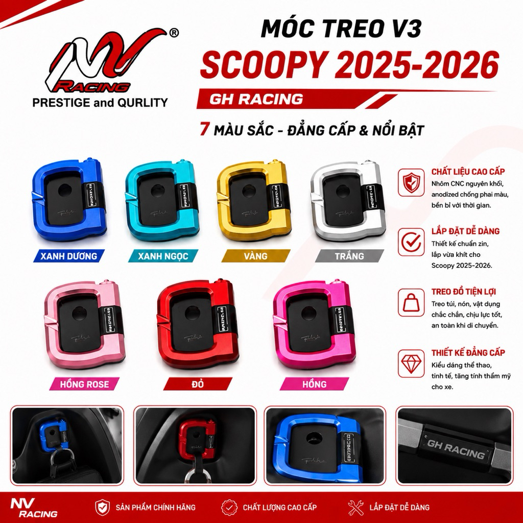 Gh Racing V3 Scoopy 2025 - 2026 / UC3 CNC ไม้แขวนอลูมิเนียม