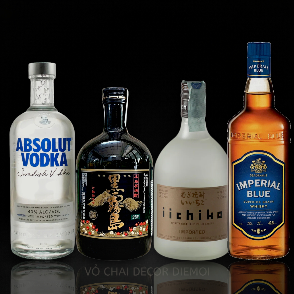 [ DIEMOI] Combo ขวดไวน์ต่างประเทศระดับพรีเมียม 4 ขวด – Jack Daniels, Kuro Kirishima, Imperial Blue, 