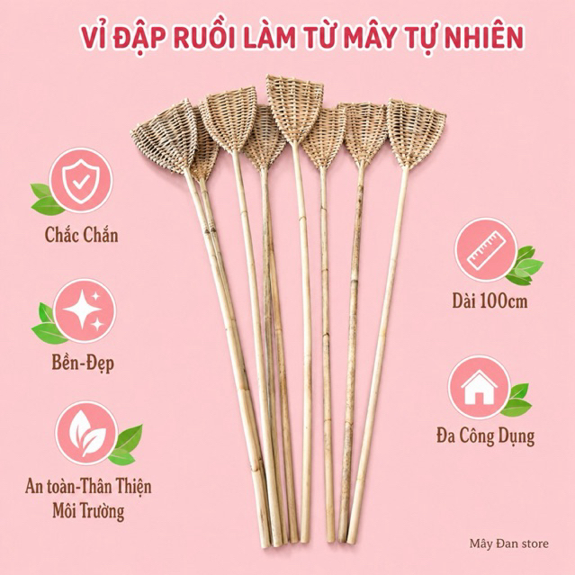 ไม้ตีแมลงวัน วางยาว 100 ซม. ทําจากทนทานสุด หวายยืดหยุ่นสุดรองรับห้องครัวและห้องรับประทานอาหาร