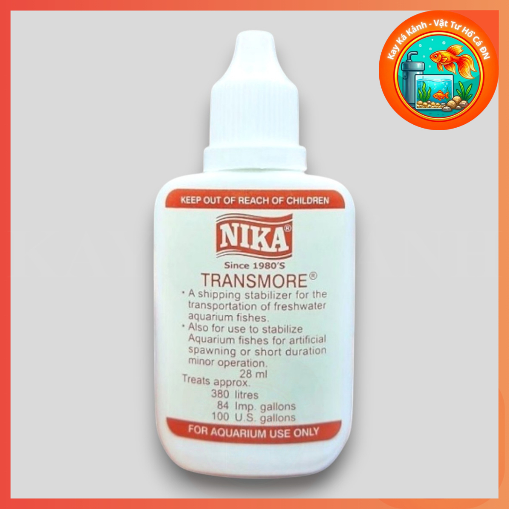 Nika Bottle 28ml Premium Arowana Fish Transport Solution สินค้าของแท้ลดความเครียด ป้องกันการกระแทกปลา