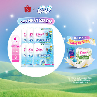 Bộ 6 gói băng vệ sinh Diana SenSi Cool Fresh siêu mỏng cánh gói 8 miếng