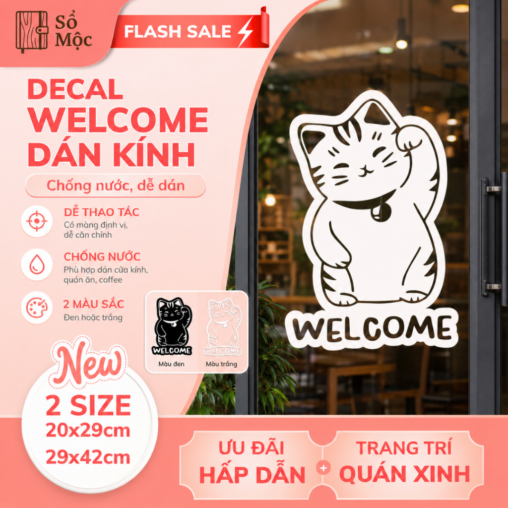 ยินดีต้อนรับลอกและติด รูปลอกสําหรับตกแต่งร้านกาแฟร้านอาหารสติกเกอร์ประตูกระจกร้านทําเล็บกันน้ําและใช