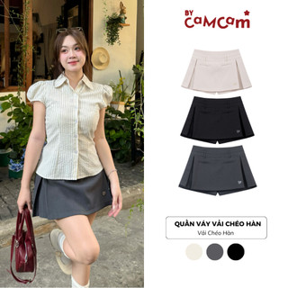 Quần Váy Bycamcam Cách Điệu Hàn Quốc Vải Chéo Hàn Đính Logo Nữ Tính CQA012