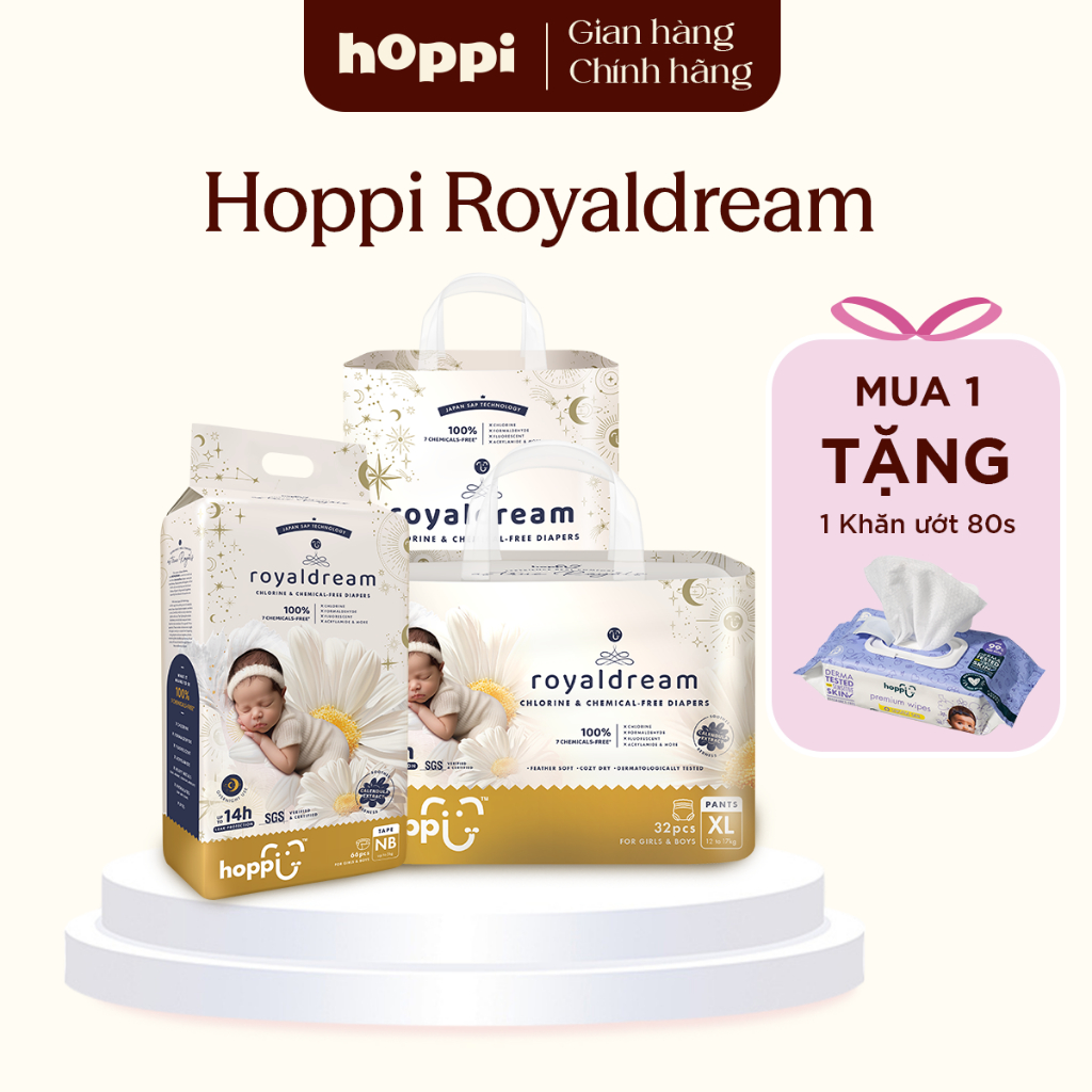 [ HOT DEAL ] ผ้าอ้อม Hoppi Royal Dream คุณภาพสูง - ผ้าอ้อมสําหรับเด็กทารกไซส์ L 38 ชิ้น