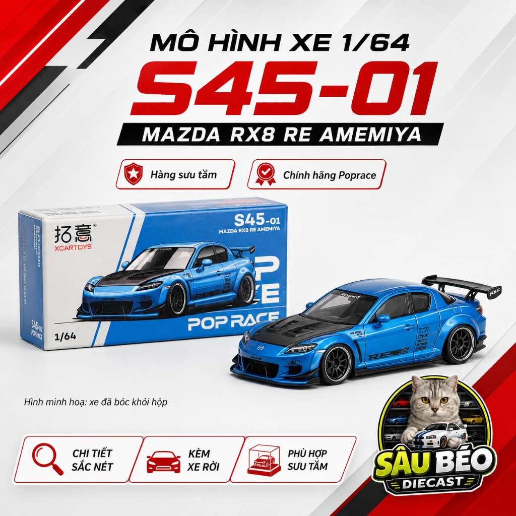 โมเดลรถแท้ Poprace Mazda Rx8 Re Amemiya 1/64