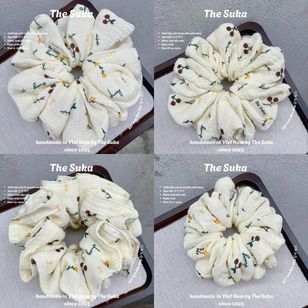 Scrunchies ยางรัดผม XH02 ผ้ามัสลิน By TheSuka Pretty Size S/M/L ไม่แตกหัก ผ้าผูกผมเนื้อนุ่ม