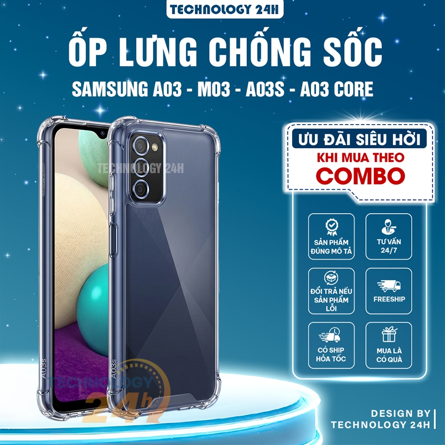 เคส Samsung A03 / M03 / A03S / A03 Core กันกระแทก 4 ด้าน ยืดหยุ่น ป้องกันกล้อง วัสดุซิลิคอน