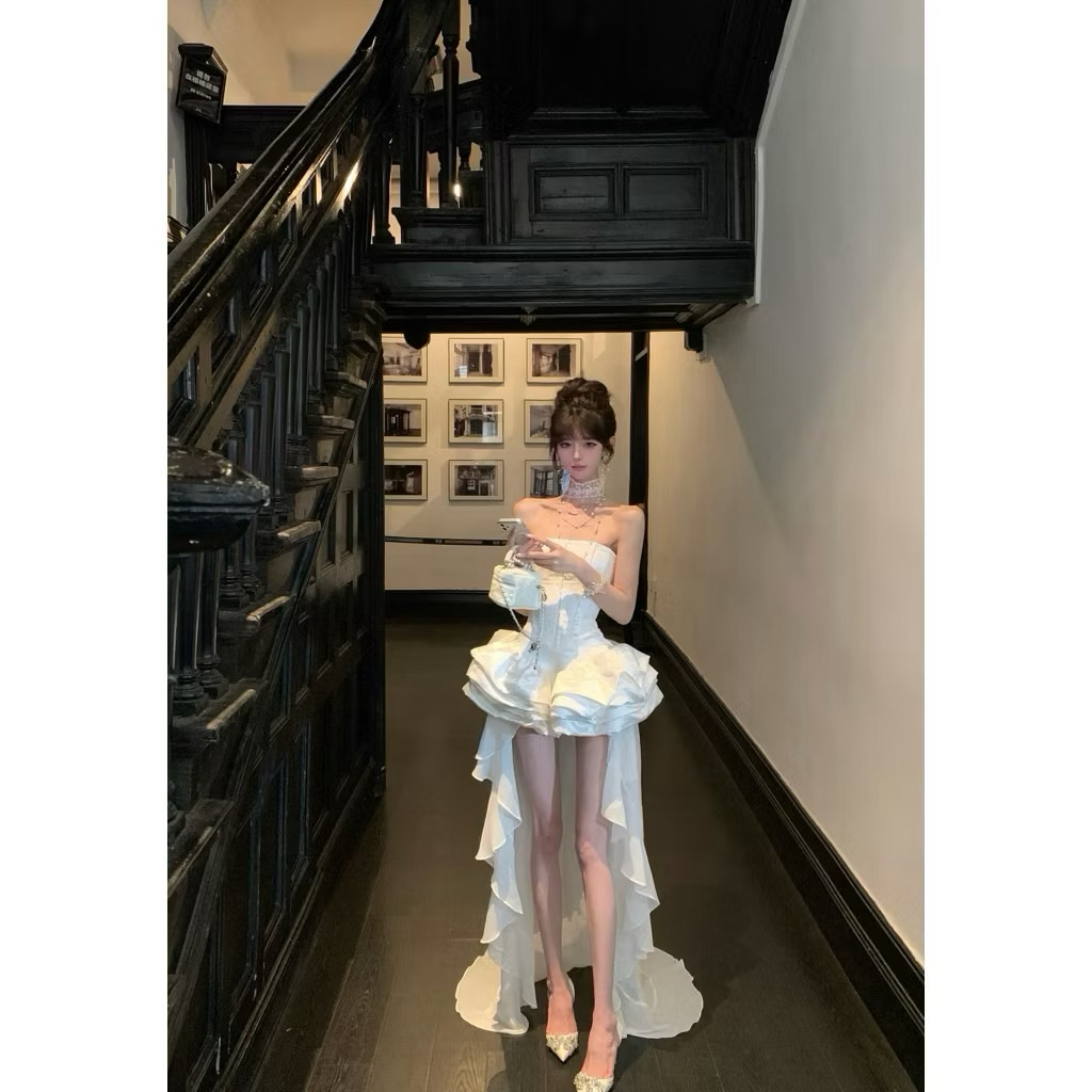 ROMANTIC GOTHIC STYLE SHRIMP TAIL COSSET DRESS