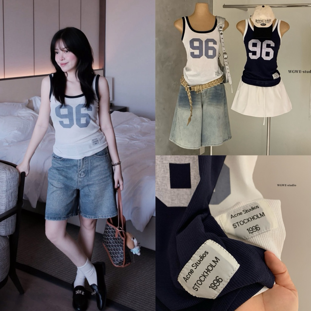 NHY.studio /WGWE/ เสื้อกล้ามยางยืดพิมพ์ลายเบอร์ 8898