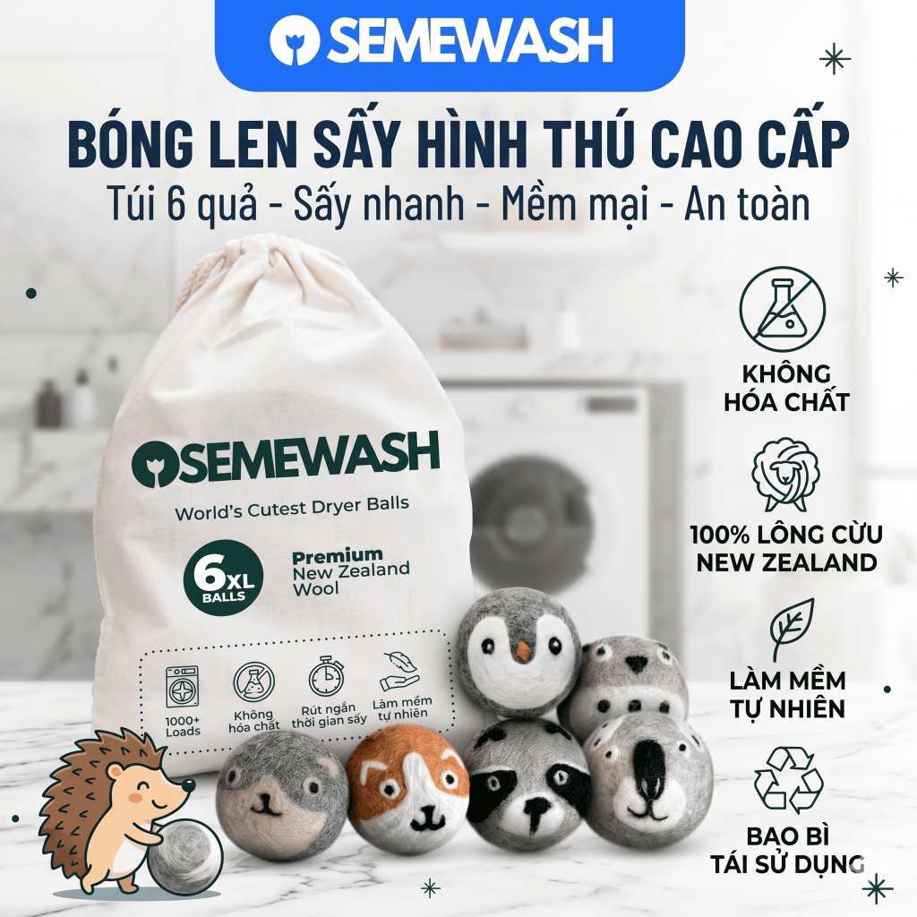 Semewash Dryer Ball New Zealand Organic Wool Ball ครีมลดริ้วรอย Shorten Drying Time