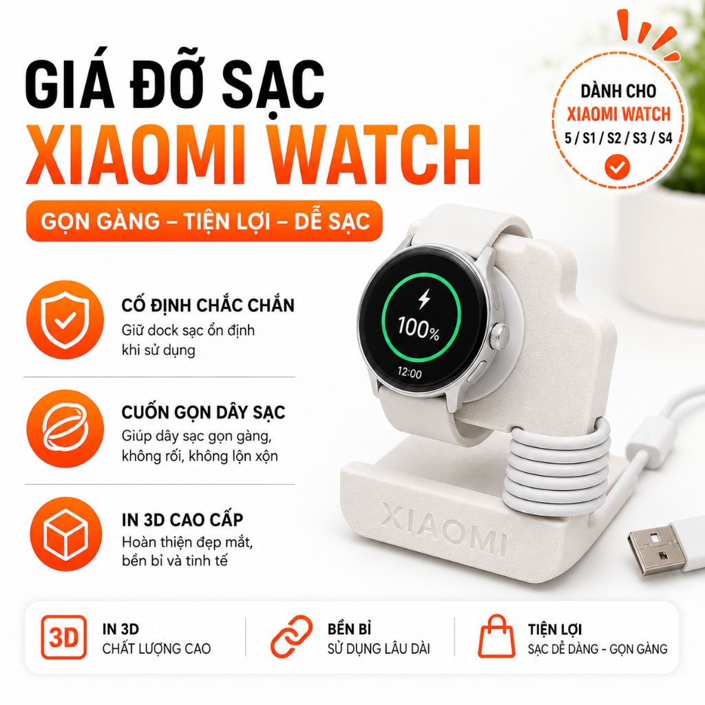 แท่นชาร์จ Xiaomi Watch 5 / S1 / S2 / S3 / S4 – แท่นชาร์จนาฬิกาอัจฉริยะ