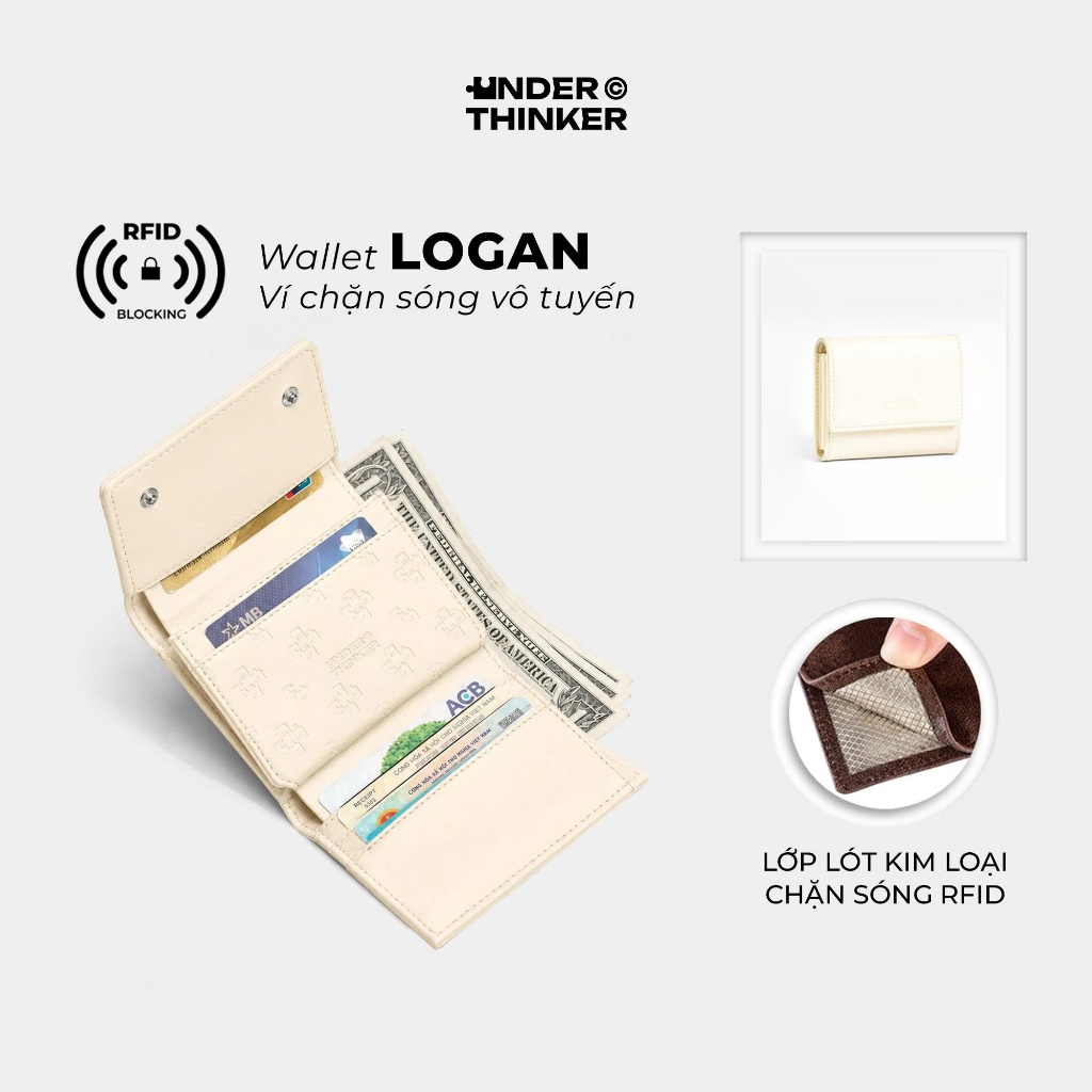 LOGAN กระเป๋าสตางค์หนัง PU สําหรับผู้ชายและผู้หญิง Unisex ของแท้ Monogram นูนคุณภาพสูงขนาดกะทัดรัด |