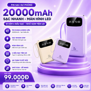 Pin Dự Phòng Mini 20000mAh - Sạc Nhanh, Nhỏ Gọn Tiện Lợi Cho Điện Thoại