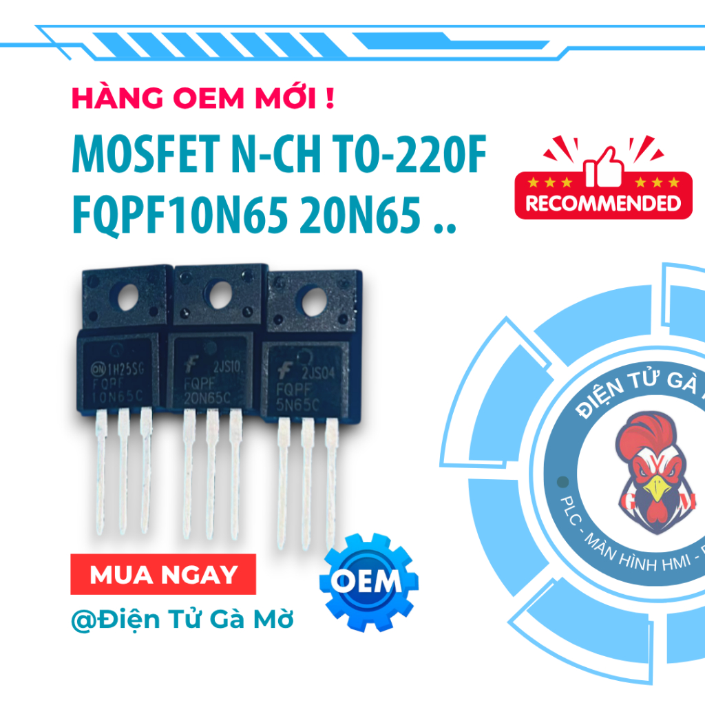 [1 CON] N-Channel N-Channel Mosfet, FQPF5N65 7N65 8N65 10N65 12N65 20N65 650V TO-220F, สินค้า OEM ให