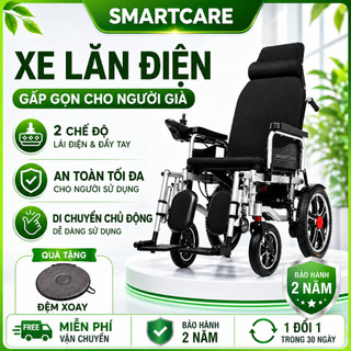 Xe lăn điện cho người già người khuyết tật TC007, Xe lăn điện cao cấp gấp gọn đa năng cho người già (Bảo hành 2 năm)